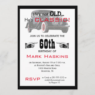 Not Old But Classic Old Car Birthday Invitation
