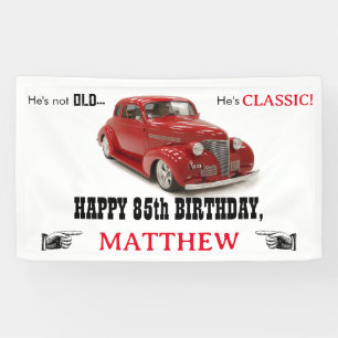 Not Old But Classic Red 1939 Coupe Age Birthday Banner