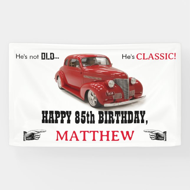 Not Old But Classic Red 1939 Coupe Age Birthday Banner (Horizontal)