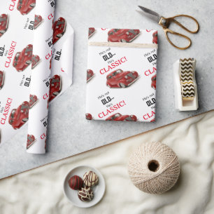 Not Old, Classic Vintage Red 1939 Coupe Birthday Wrapping Paper