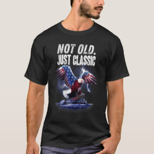 Not Old Just Classic Usa Flag Wings American Bald T-Shirt