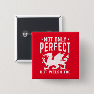 Not Only Perfect But Welsh Too Funny Wales 15 Cm Square Badge