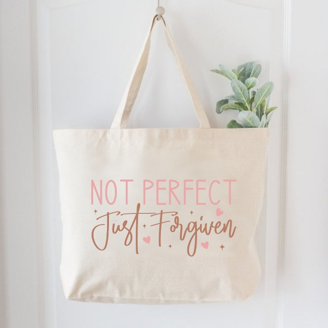 Not Perfect, Just Forgiven Christian Women  Large Tote Bag (Not Perfect, Just Forgiven Christian Women Large Tote Bag)