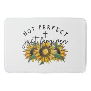 Not Perfect Just Forgiven Sunflower Christian  Bath Mat
