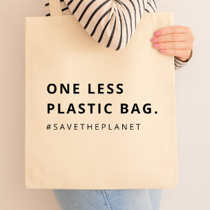 Not Plastic   Save The Planet Eco Friendly Modern Tote Bag