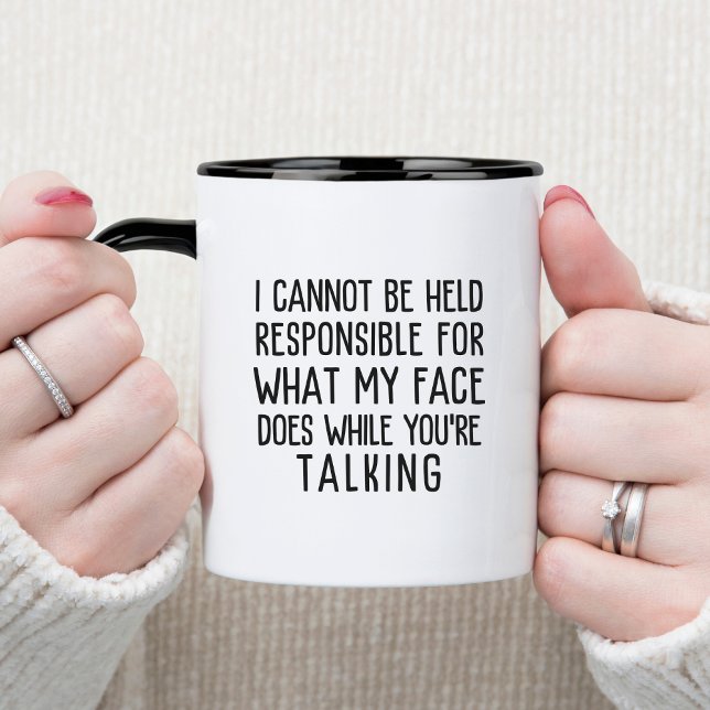 Not Responsible Office Humor Funny & Sarcastic  Two-Tone Coffee Mug (Creator Uploaded)