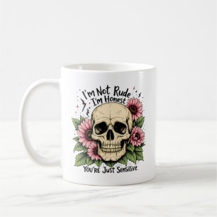Not Rude Mug   Funny Skull & Floral Coffee Cup