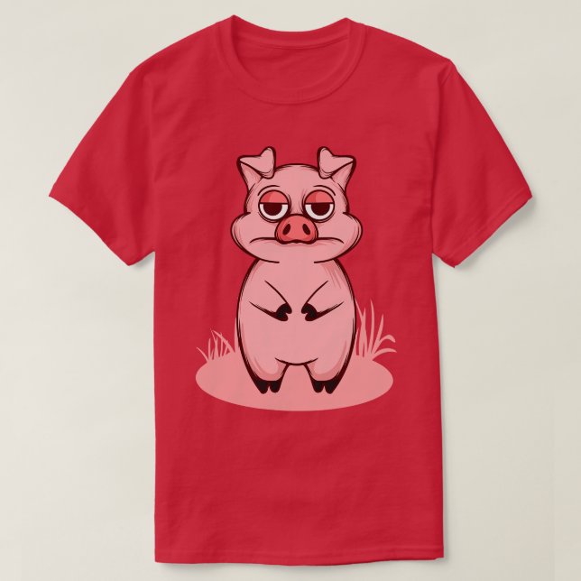 Not so amused Funny Cute Pig Graphic Tshirt (Design Front)