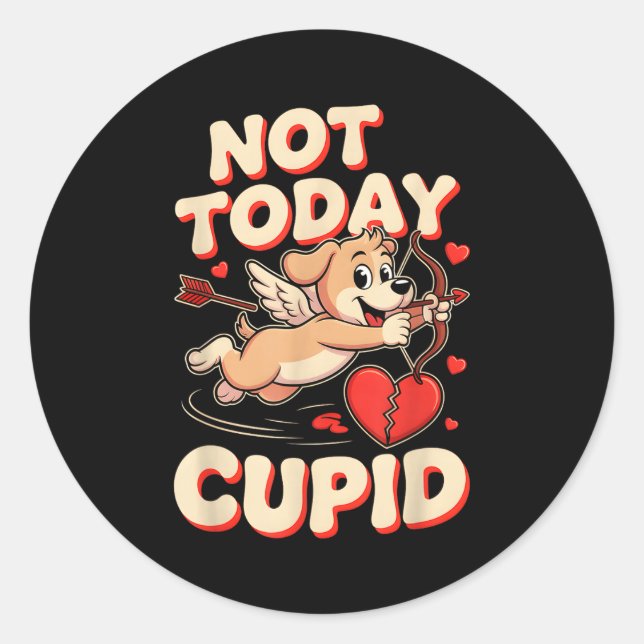 Not Today Cud Funny Puppy Anti Valentine Retro Car Classic Round Sticker (Front)