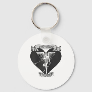 Not Today Cupid Arrow Shot Tattoo Style Grey Anti Key Ring