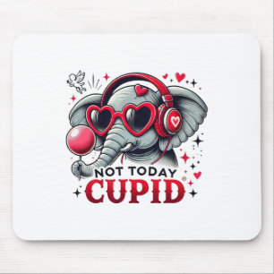 Not Today Cupid With Elephant And Heart Headphones Mouse Mat