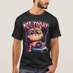 "Not Today!" Cute Grumpy Cat with Vacuum Cleaner  T-Shirt