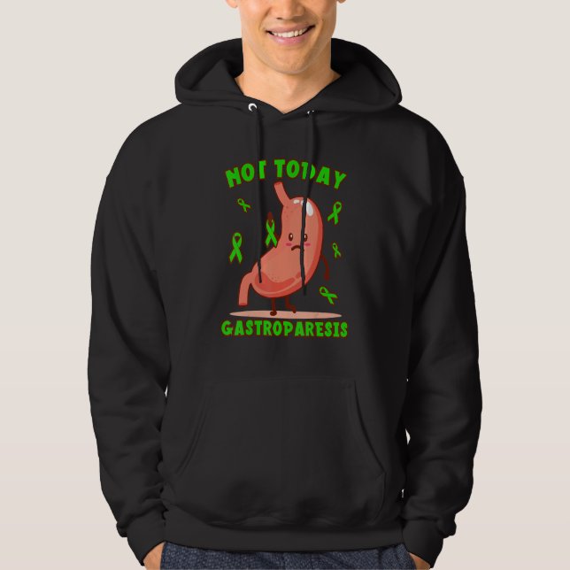 Not Today Gastroparesis Cute Green Ribbon Hoodie (Front)