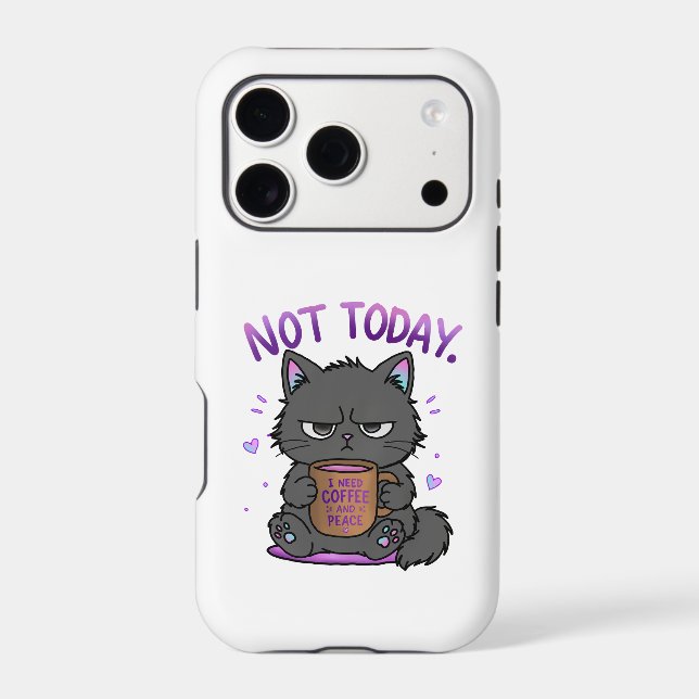 Not Today Grumpy Cat Coffee Lover Cute Funny Cat (Back)