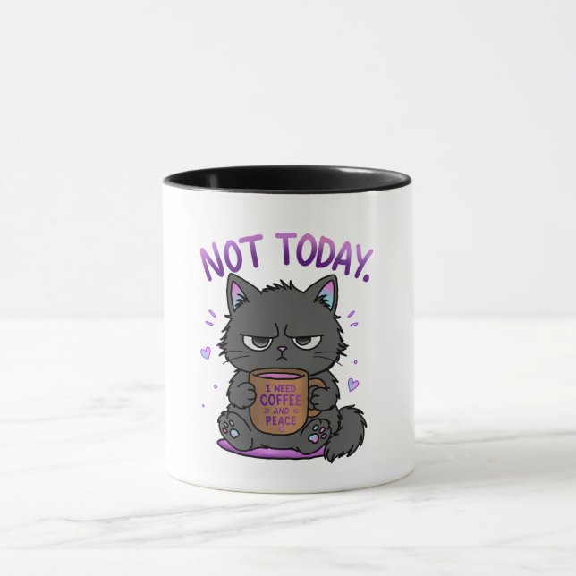 Not Today Grumpy Cat Coffee Lover Cute Funny Cat Mug (Center)