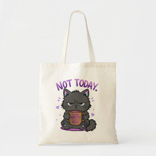 Not Today Grumpy Cat Coffee Lover Cute Funny Cat Tote Bag