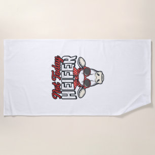 Not Today Heifer Funny Cow Vintage Vector Design_1 Beach Towel