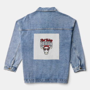 Not Today Heifer Funny Cow Vintage Vector Design_1 Denim Jacket