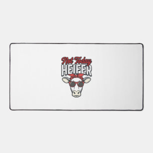 Not Today Heifer Funny Cow Vintage Vector Design_1 Desk Mat