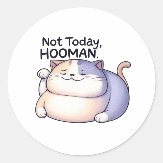 Not Today, Hooman Lazy Cat Sticker (Front)