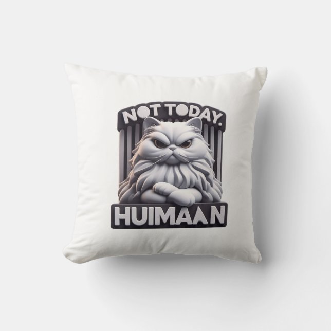 Not Today Huimaan Funny Angry Cat Design – Grumpy  Cushion (Front)