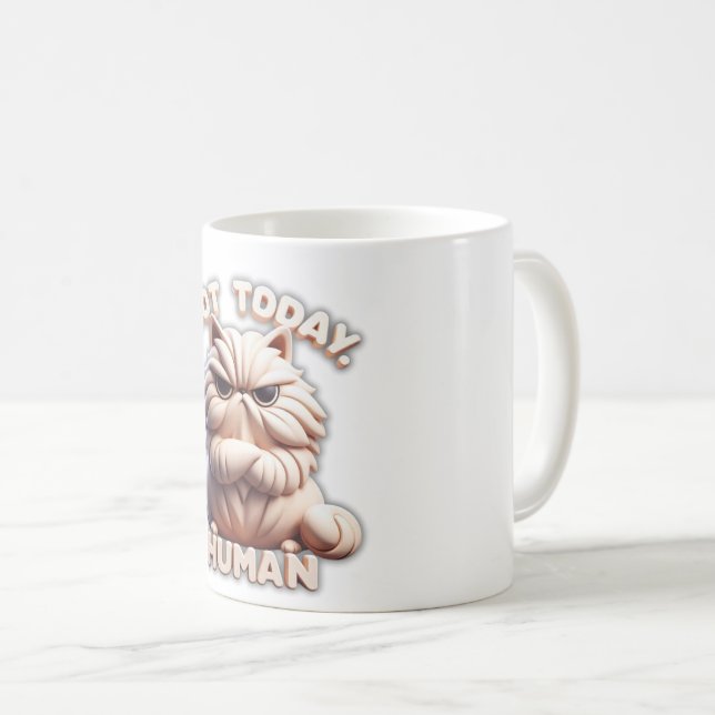 Not Today Human Grumpy Cat Funny Coffee Mug (Front Right)