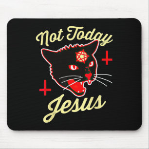 Not Today Jesus Hail Satan Cat Death Cross Vintage Mouse Mat