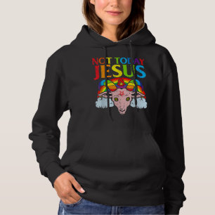Not Today Jesus Rainbow Satanic Vintage Not Today Hoodie