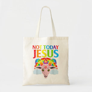 Not Today Jesus Rainbow Satanic Vintage Not Today  Tote Bag