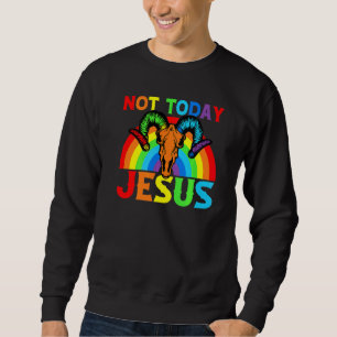 Not Today Jesus Satanic Baphomet Sigil Pentagram S Sweatshirt