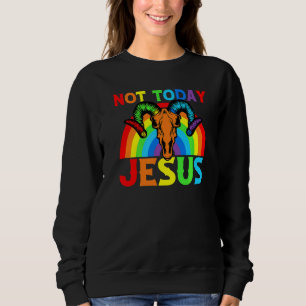 Not Today Jesus Satanic Baphomet Sigil Pentagram S Sweatshirt