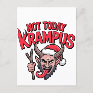 Not Today Krampus Funny Christmas Evil Krampus Invitation Postcard