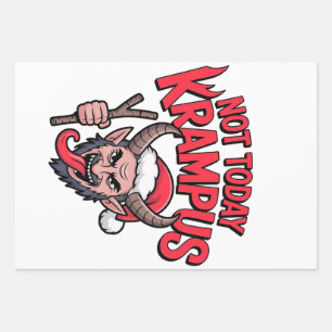 Not Today Krampus Funny Christmas Evil Krampus  Wrapping Paper Sheet