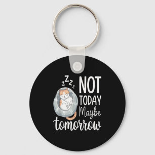 Not Today Maybe Tomorrow Lazy Sleeping Cat Mood  Key Ring