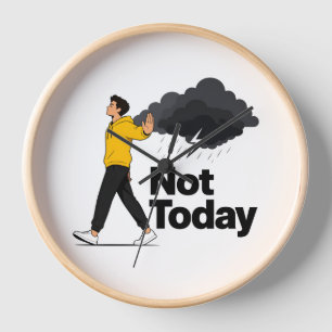 Not Today Motivational Yellow Hoodie Man Clock