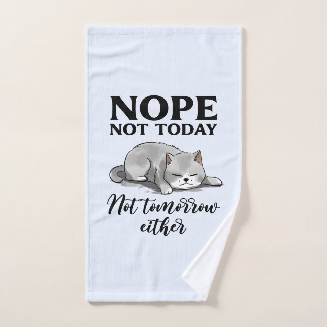 Not Today, Not Tomorrow – Sleepy Cat Bath Towel Set (Hand Towel)