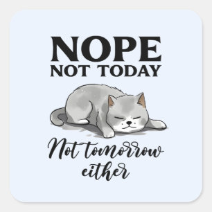 Not Today, Not Tomorrow – Sleepy Cat Square Sticker