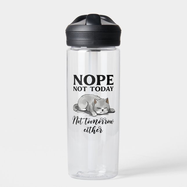Not Today, Not Tomorrow – Sleepy Cat Water Bottle (Front)