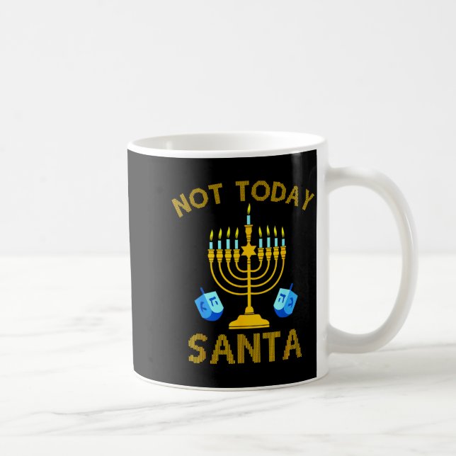 Not Today Santa Funny Hanukkah Pajama Menorah Jewi Coffee Mug (Right)