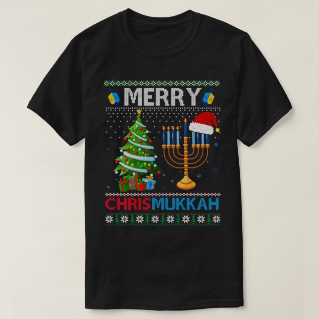 Not Today Santa Hanukkah Chanukah Santa Hat Menora T-Shirt (Design Front)