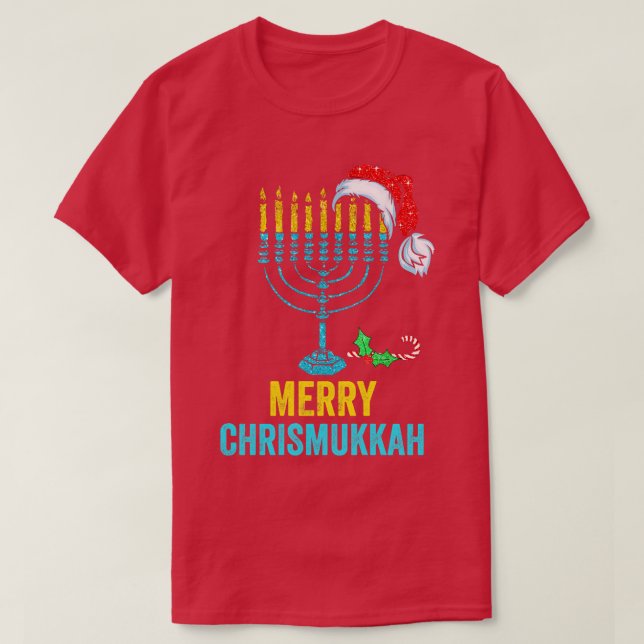 Not Today Santa Hanukkah Chanukah Santa Hat Menora T-Shirt (Design Front)
