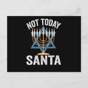 Not Today Santa Jewish Hanukkah Holiday Menorah Postcard