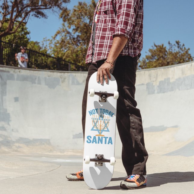 Not Today Santa Jewish Hanukkah Holiday Menorah Skateboard (Outdoor 2)