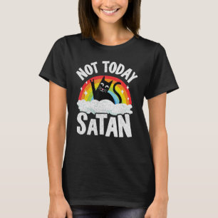Not Today Satan Cat Rainbow Goth Jesus Funny Death T-Shirt