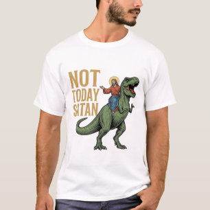 Not Today Satan Dinosaur Vintage Religious Vector T-Shirt