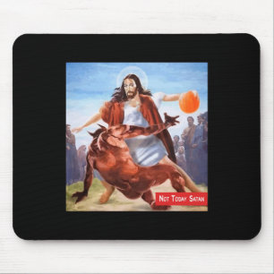 Not Today Satan Jesus Crossover Bysketbyll Fun Mem Mouse Mat