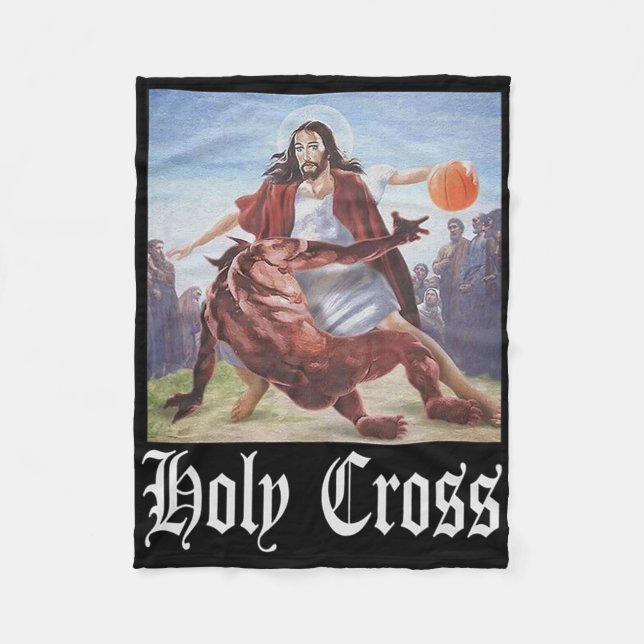 Not Today Satan Jesus Crossover Bysketbyll Holy Cr Fleece Blanket (Front)