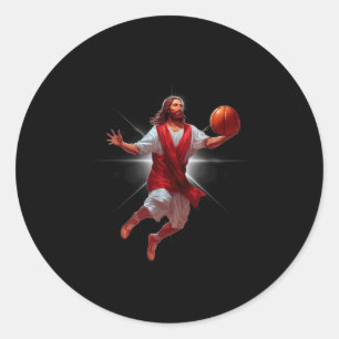 Not Today Satan Jesus Funny Slam Holy Dunk Basketb Classic Round Sticker
