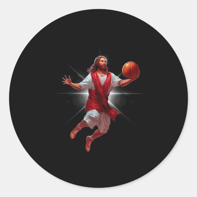 Not Today Satan Jesus Funny Slam Holy Dunk Basketb Classic Round Sticker (Front)