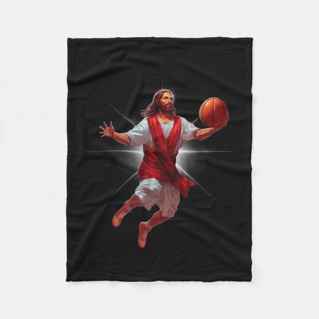 Not Today Satan Jesus Funny Slam Holy Dunk Basketb Fleece Blanket (Front)